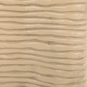 English Elm Textured Fiber Concrete Wavy Side Table Hand Painted Sculptural Accent for Any Room B353P589415