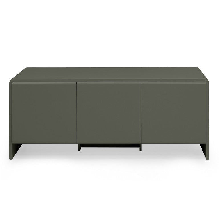 English Elm Contemporary Italian Three Door Sideboard with Curved Front and Matte Lacquer Finish B353P590599