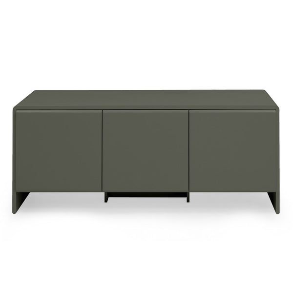 English Elm Contemporary Italian Three Door Sideboard with Curved Front and Matte Lacquer Finish B353P590599