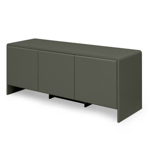 English Elm Contemporary Italian Three Door Sideboard with Curved Front and Matte Lacquer Finish B353P590599