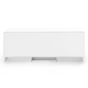 English Elm Magnolia Sculptural Three Door Matte White Sideboard with Soft Close Italian Curved Design B353P590602