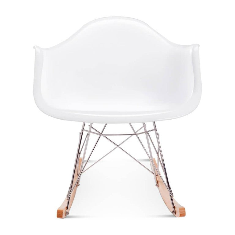 English Elm Fiberglass Sculptural Rocking Chair with Ash Base and Steel Legs for Modern Living B353P598938