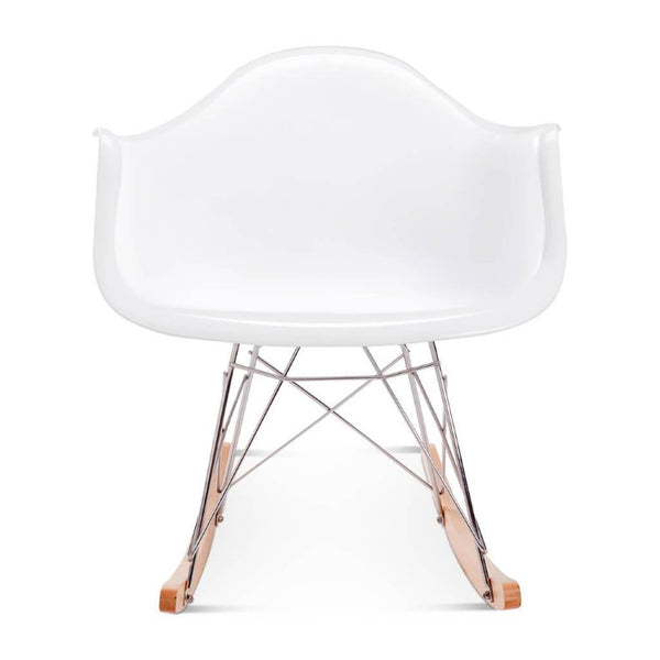 English Elm Fiberglass Sculptural Rocking Chair with Ash Base and Steel Legs for Modern Living B353P598938