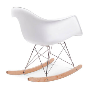 English Elm Fiberglass Sculptural Rocking Chair with Ash Base and Steel Legs for Modern Living B353P598938