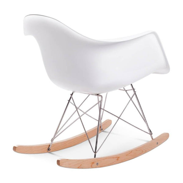 English Elm Fiberglass Sculptural Rocking Chair with Ash Base and Steel Legs for Modern Living B353P598938