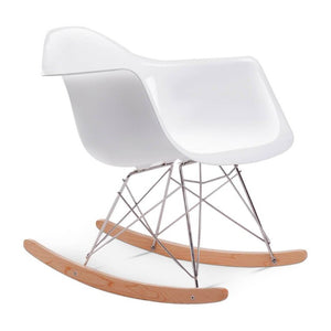 English Elm Fiberglass Sculptural Rocking Chair with Ash Base and Steel Legs for Modern Living B353P598938