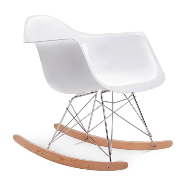 English Elm Fiberglass Sculptural Rocking Chair with Ash Base and Steel Legs for Modern Living B353P598938