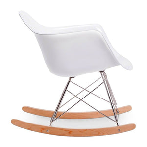 English Elm Fiberglass Sculptural Rocking Chair with Ash Base and Steel Legs for Modern Living B353P598938