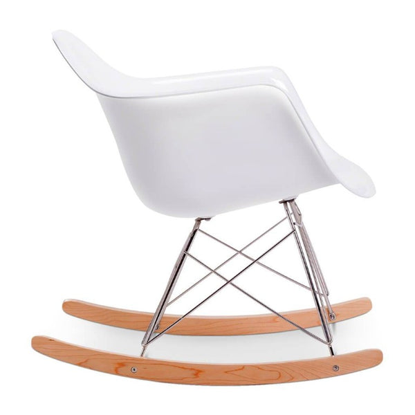 English Elm Fiberglass Sculptural Rocking Chair with Ash Base and Steel Legs for Modern Living B353P598938
