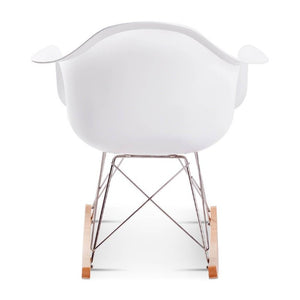 English Elm Fiberglass Sculptural Rocking Chair with Ash Base and Steel Legs for Modern Living B353P598938
