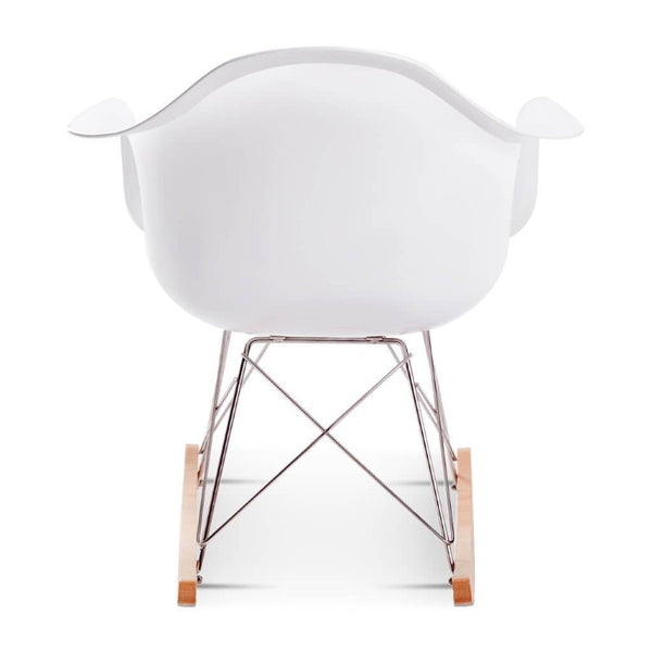 English Elm Fiberglass Sculptural Rocking Chair with Ash Base and Steel Legs for Modern Living B353P598938