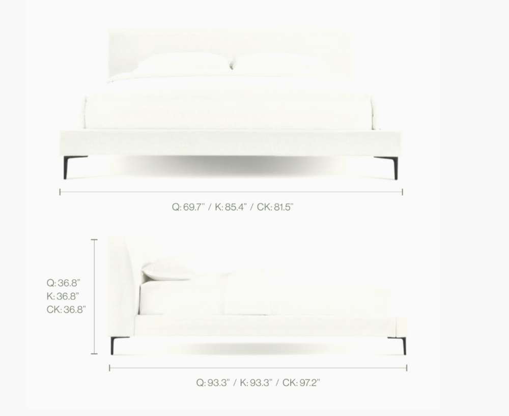 English Elm Brooke Mid-century Woven Upholstered Platform Bed Low Profile Foam Padded Frame B353S00009