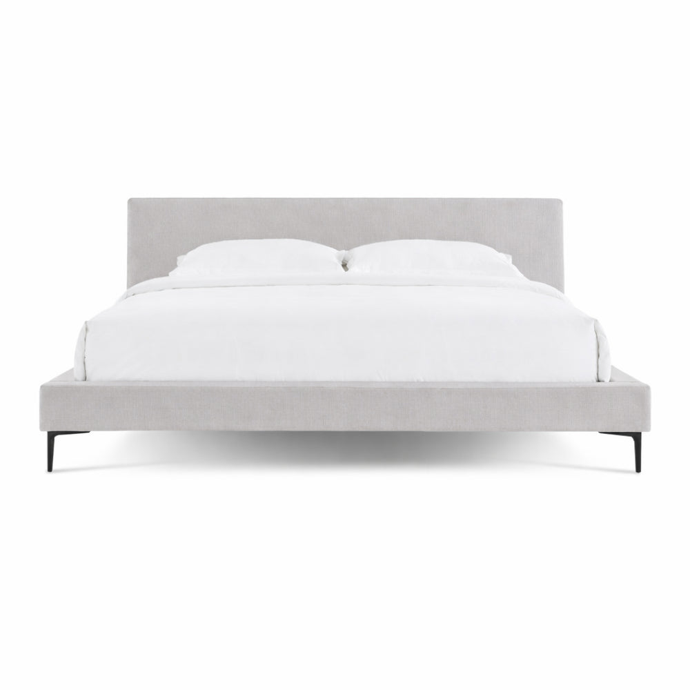 English Elm Brooke Queen Platform Bed Woven Upholstered Headboard with Steel Legs Mid-century B353S00010