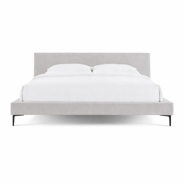 English Elm Brooke Queen Platform Bed Woven Upholstered Headboard with Steel Legs Mid-century B353S00010