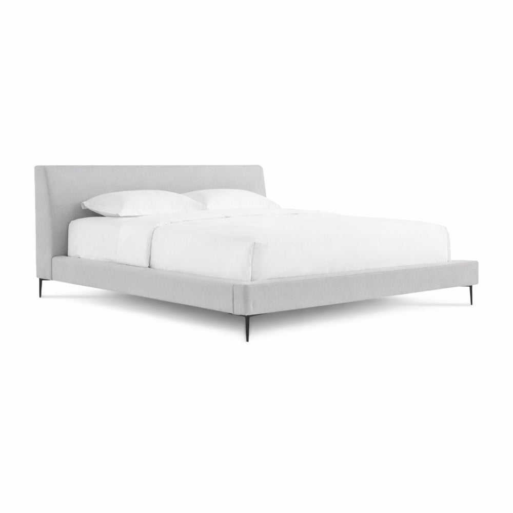 English Elm Brooke Queen Platform Bed Woven Upholstered Headboard with Steel Legs Mid-century B353S00010