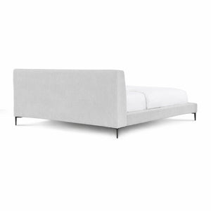 English Elm Brooke Queen Platform Bed Woven Upholstered Headboard with Steel Legs Mid-century B353S00010