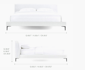 English Elm Brooke Queen Platform Bed Woven Upholstered Headboard with Steel Legs Mid-century B353S00010
