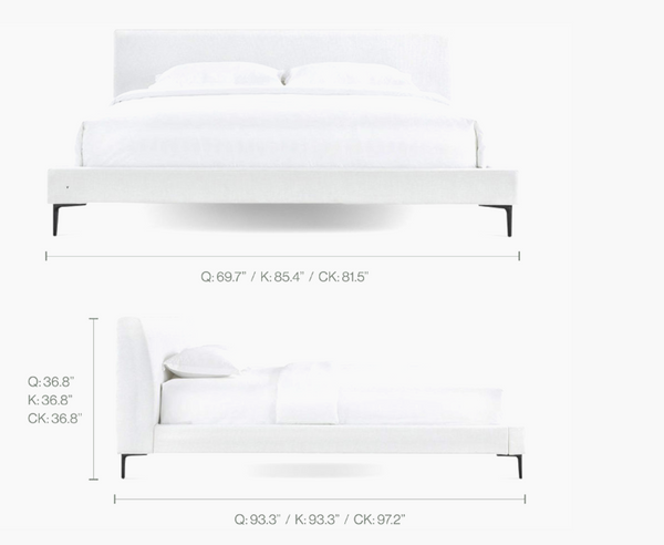 English Elm Brooke Queen Platform Bed Woven Upholstered Headboard with Steel Legs Mid-century B353S00010