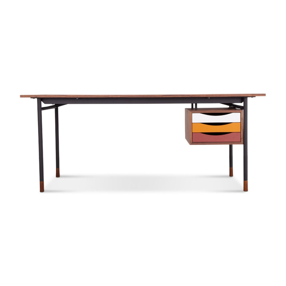 English Elm Finn Juhl Nyhavn Writing Desk Walnut Veneer Mid-century Modern Home Office Study B353S00013