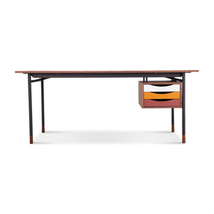 English Elm Finn Juhl Nyhavn Writing Desk Walnut Veneer Mid-century Modern Home Office Study B353S00013
