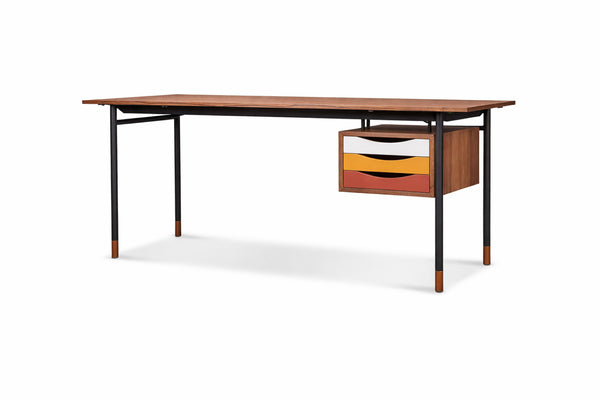 English Elm Finn Juhl Nyhavn Writing Desk Walnut Veneer Mid-century Modern Home Office Study B353S00013