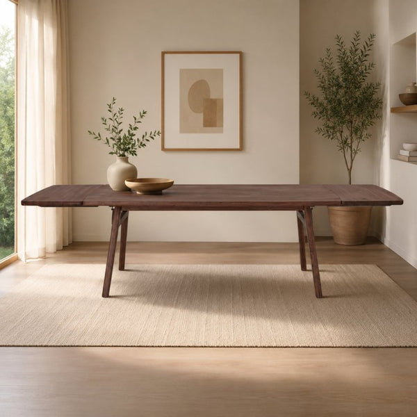 English Elm Eden Solid Walnut Extendable Dining Table Seats Eight Modern Lacquered Finish B353S00016