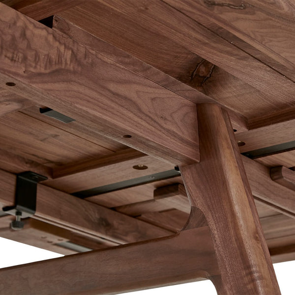 English Elm Eden Solid Walnut Extendable Dining Table Seats Eight Modern Lacquered Finish B353S00016