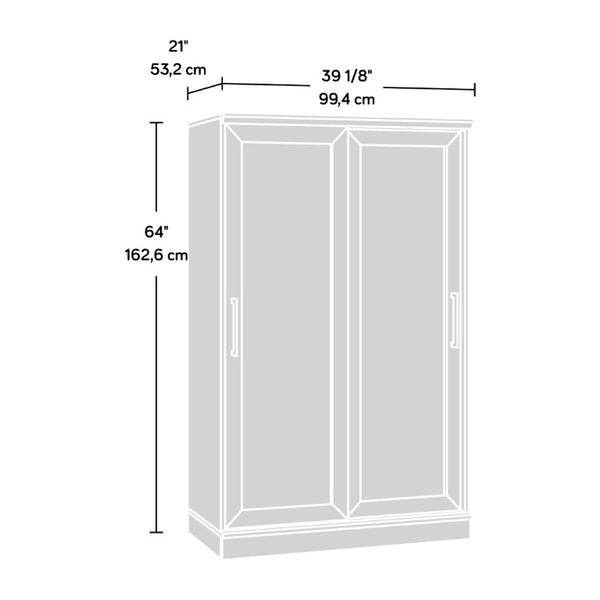 English Elm Wardrobe/Storage Cabinet Oak Finish Freestanding Armoire with Adjustable Shelves and Garment Rods B356P494445