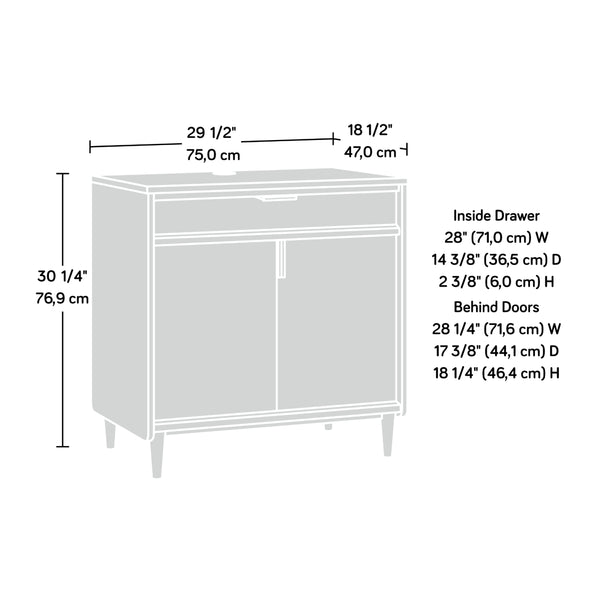 English Elm Library Base Storage Cabinet Rich Brown Finish Compact Drawer Unit for Home Office B356P494492