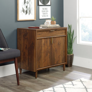 English Elm Library Base Storage Cabinet Rich Brown Finish Compact Drawer Unit for Home Office B356P494492