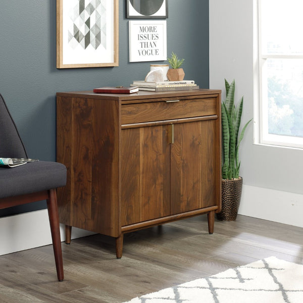 English Elm Library Base Storage Cabinet Rich Brown Finish Compact Drawer Unit for Home Office B356P494492