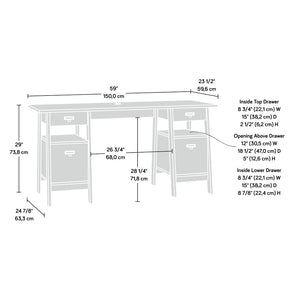 English Elm Executive Home Office Desk with Oak Finish Cord Management and Spacious 59 Inch Surface Brown B356P494493