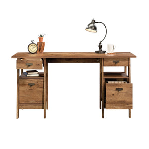English Elm Executive Home Office Desk with Oak Finish Cord Management and Spacious 59 Inch Surface Brown B356P494493