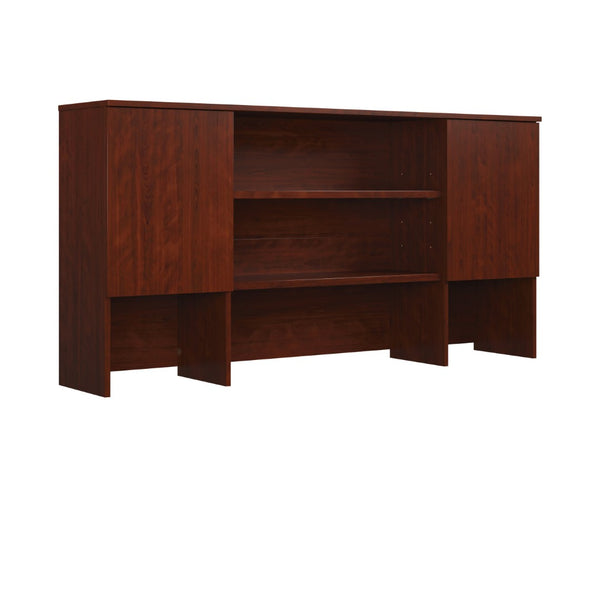 English Elm Hutch, Open and Enclosed Shelving Office Storage Unit in Warm Red Wood Finish B356P494494