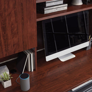 English Elm Hutch, Open and Enclosed Shelving Office Storage Unit in Warm Red Wood Finish B356P494494