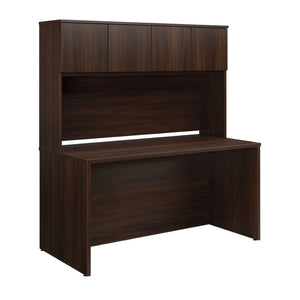 English Elm 60 Inch Executive Desk with Hutch Melamine Surface Organized Home Office Workspace B356P494497