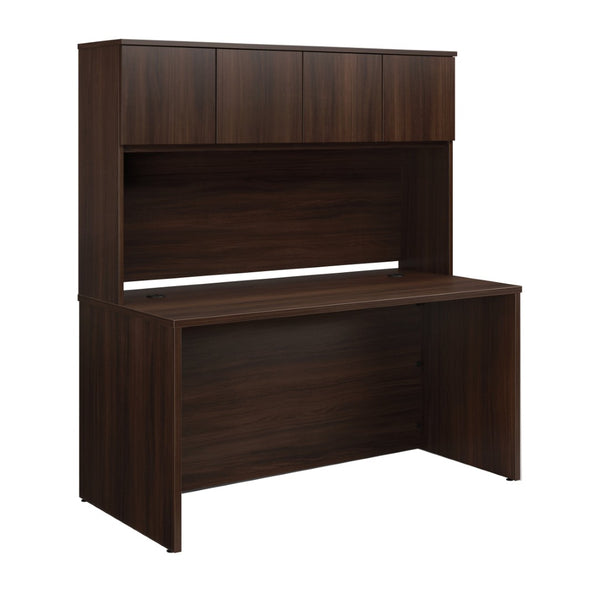 English Elm 60 Inch Executive Desk with Hutch Melamine Surface Organized Home Office Workspace B356P494497