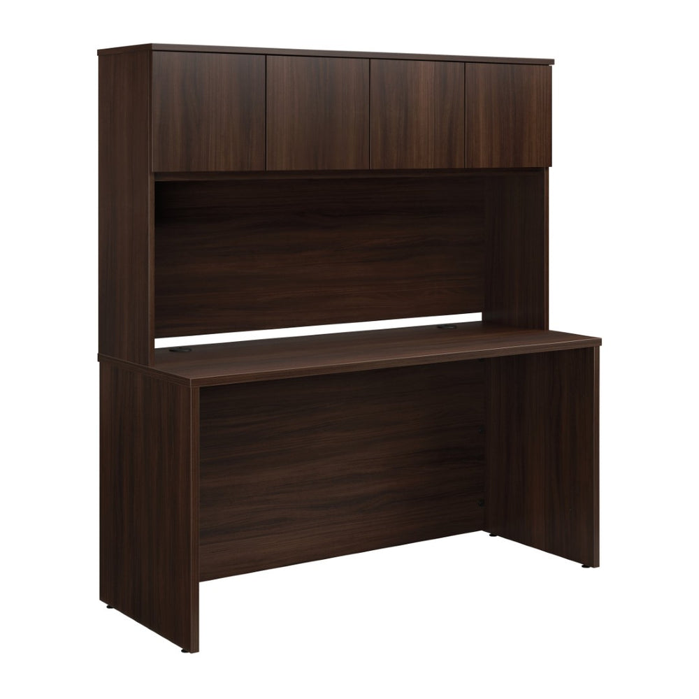 English Elm 60 Inch Home Office Desk with Hutch Warm Brown Melamine Surface and Concealed Storage Brown - A B356P494498