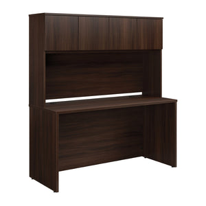 English Elm 60 Inch Home Office Desk with Hutch Warm Brown Melamine Surface and Concealed Storage Brown - A B356P494498