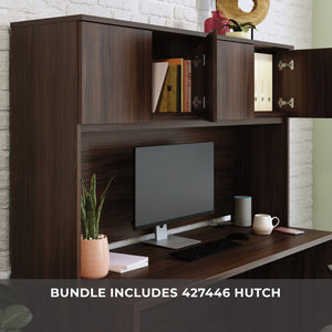English Elm 60 Inch Home Office Desk with Hutch Warm Brown Melamine Surface and Concealed Storage Brown - A B356P494498