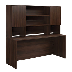 English Elm 72 Inch Executive Desk with Hutch Warm Brown Melamine Home Office Workspace B356P494500