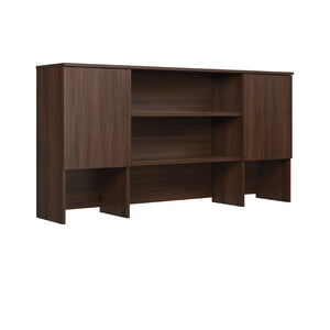 English Elm Hutch, Slim Brown Finished Office Storage Unit with Adjustable Shelves Behind Closed Doors B356P494502