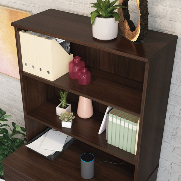 English Elm Library Hutch with Adjustable Shelves for Home Office Vertical Desk Storage Brown B356P494503