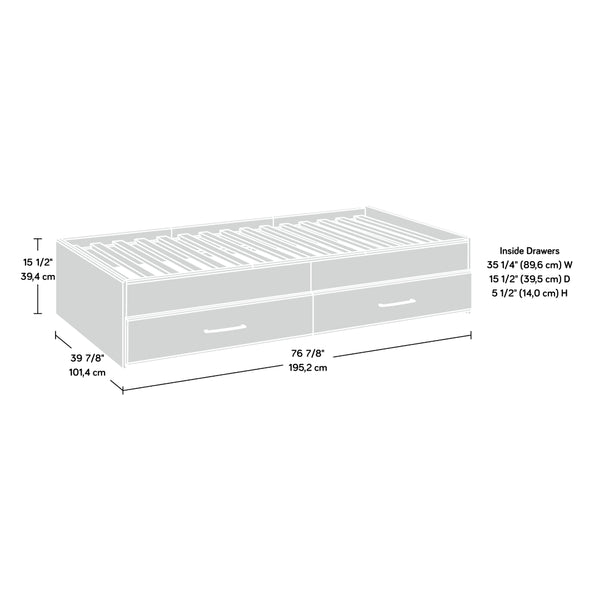 English Elm Mate's Platform Storage Bed Rustic Brown Finish with Two Drawer Under Frame Access B356P494504
