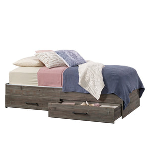 English Elm Mate's Platform Storage Bed Rustic Brown Finish with Two Drawer Under Frame Access B356P494504