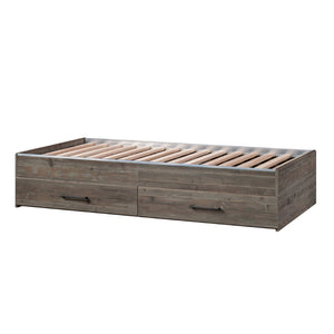 English Elm Mate's Platform Storage Bed Rustic Brown Finish with Two Drawer Under Frame Access B356P494504