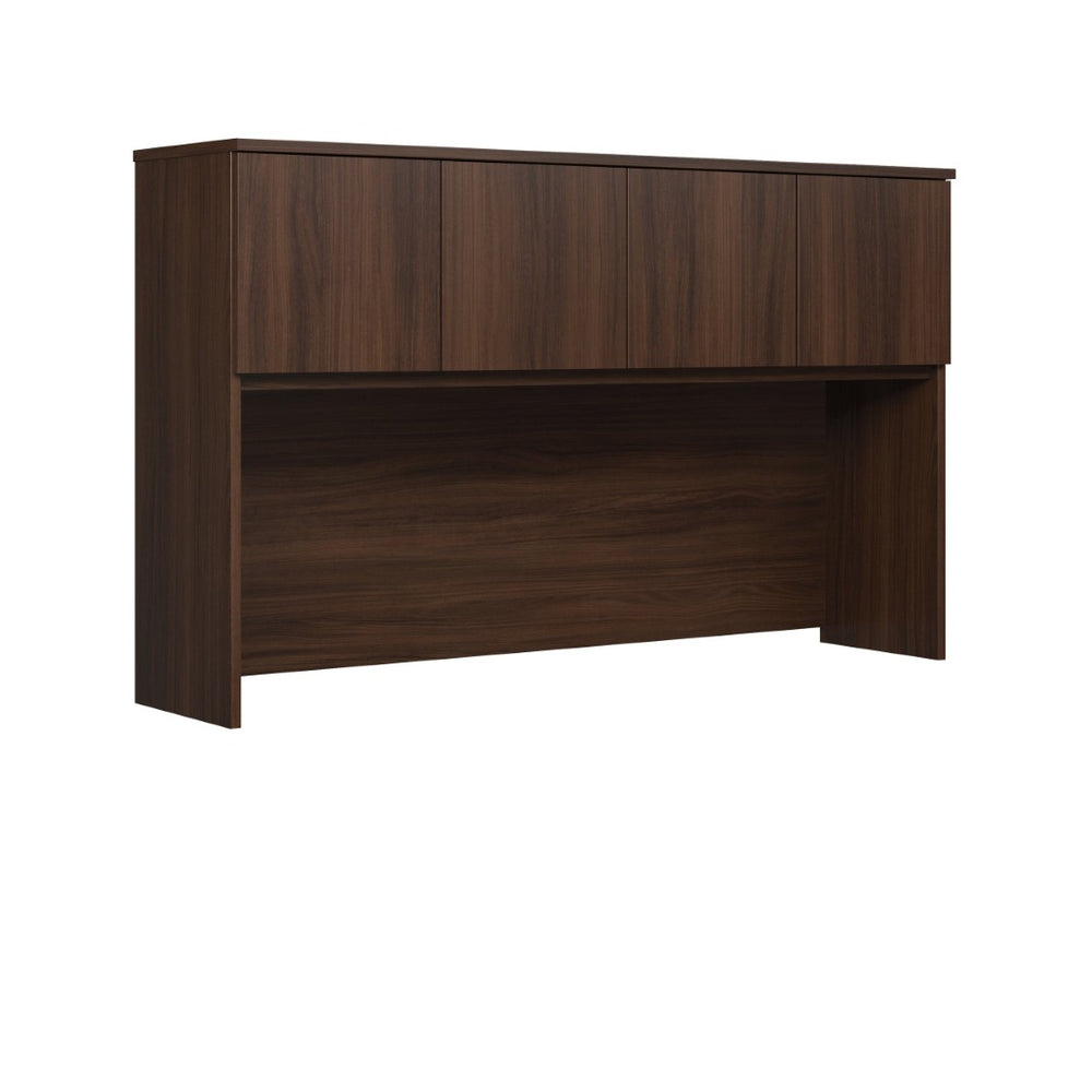 English Elm 60 Inch Wall Mounted Office Hutch with Concealed Doors Warm Brown Wood Finish B356P494505