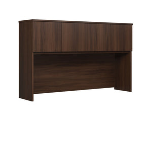 English Elm 60 Inch Wall Mounted Office Hutch with Concealed Doors Warm Brown Wood Finish B356P494505