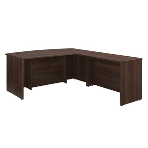 English Elm 72 Inch Bowfront L-Shaped Executive Desk with Melamine Surface and Cable Management B356P494507