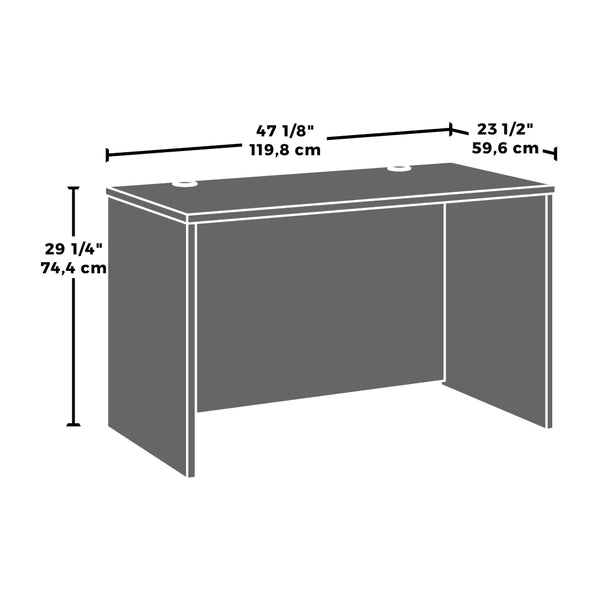 English Elm 72 Inch Bowfront L-Shaped Executive Desk with Melamine Surface and Cable Management B356P494507